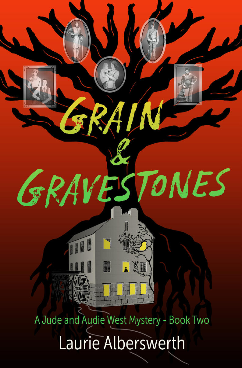 Book cover for Grain & Gravestones, second in the Jude and Audie West Mysteries.